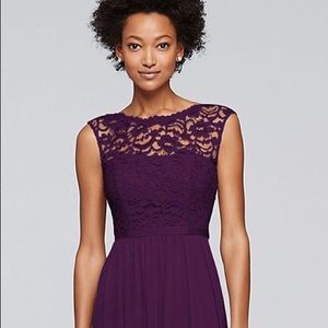 David’s Bridal Bridesmaid Dress with Lace Bodice